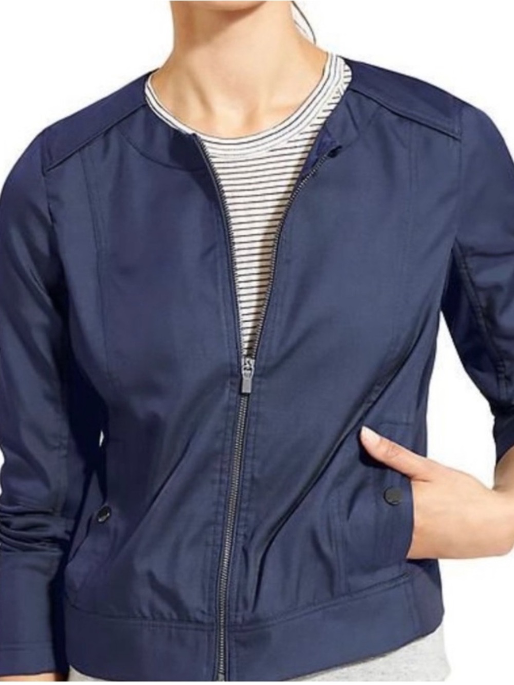 Athleta Left Bank Navy Blue Full Zip Jacket - M womens
